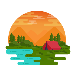 An editable landscape design of campsite