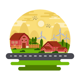 A well-designed flat illustration of rural area