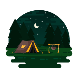 Camping landscape designed in flat style, editable vector