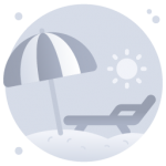 A modern flat rounded icon of vacation