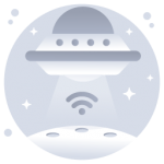 Wireless spaceship flat rounded icon in appealing graphic