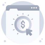 A flat icon of pay per click