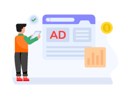 Online ads payment flat character illustration
