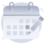 An event planning calendar, flat concept icon