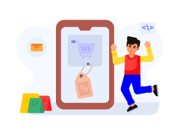 Shopping app, flat illustration of metatag