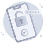 Password protection on phone, flat concept icon