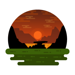 Grab this beautiful flat vector of sunset view