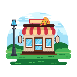 Have a look at this amazing flat illustration of pizza shop