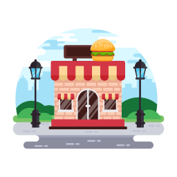 Have a look at this amazing flat illustration of burger shop