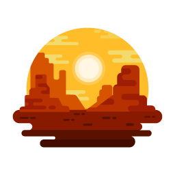 Grab this editable flat vector of desert sunset, landscape