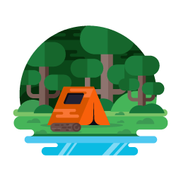 An editable landscape design of forest camping