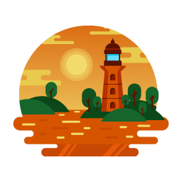A beautiful nature’s view, trendy lighthouse sunset