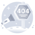A modern flat rounded icon of 404 error