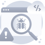 A modern flat rounded icon of virus alert