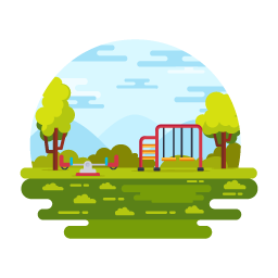 A mesmerizing flat illustration of park view, play area