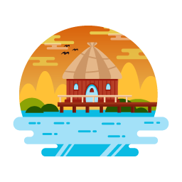 An editable flat illustration of sea house, residential place