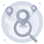 A modern flat rounded icon of location search