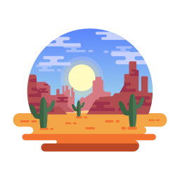 A trendy flat illustration of wild desert
