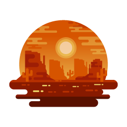 Have a look at this stunning flat illustration of desert sunset