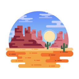 Check out this flat illustration of desert view