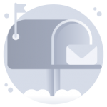 A modern flat rounded icon of mailbox